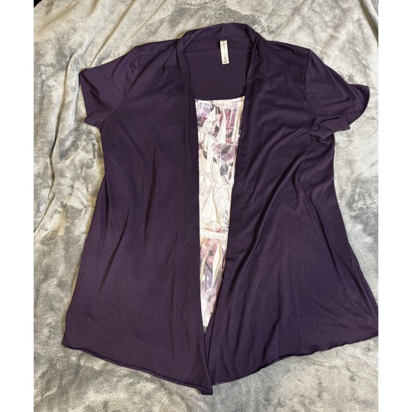 PerSeption Concept Cardigan Womens XL Floral Pleated Back Layered Top Sweater - Picture 1 of 9